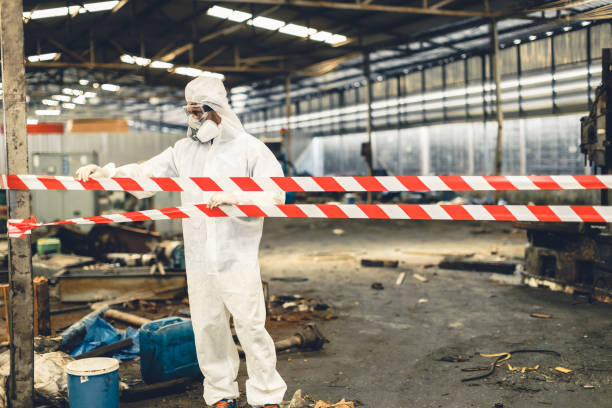 Professional Sewage Cleanup technician working in Brokaw, WI